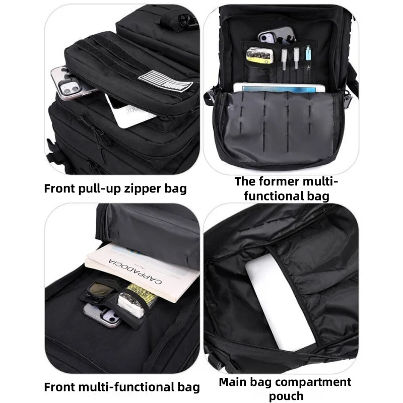 Compact waterproof tactical backpack - Large capacity for outdoor hiking and camping - Double shoulder bag - Suitable for travel