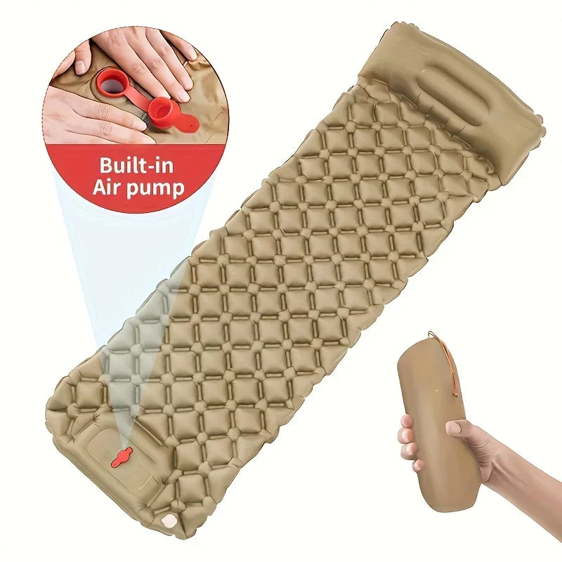 1pc Automatic Inflation Camping Footrest - Outdoor Diamond TPU Mattress/Pillow Portable for Tent Sleeping Pad & Camping Use