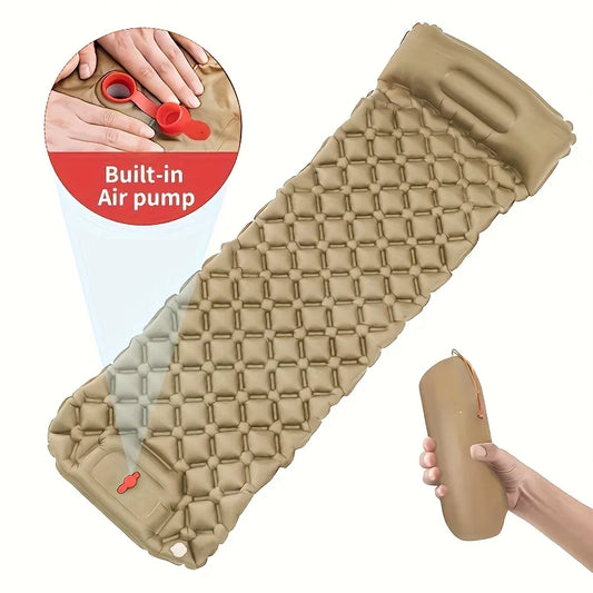 1pc Automatic Inflation Camping Footrest - Outdoor Diamond TPU Mattress/Pillow Portable for Tent Sleeping Pad & Camping Use