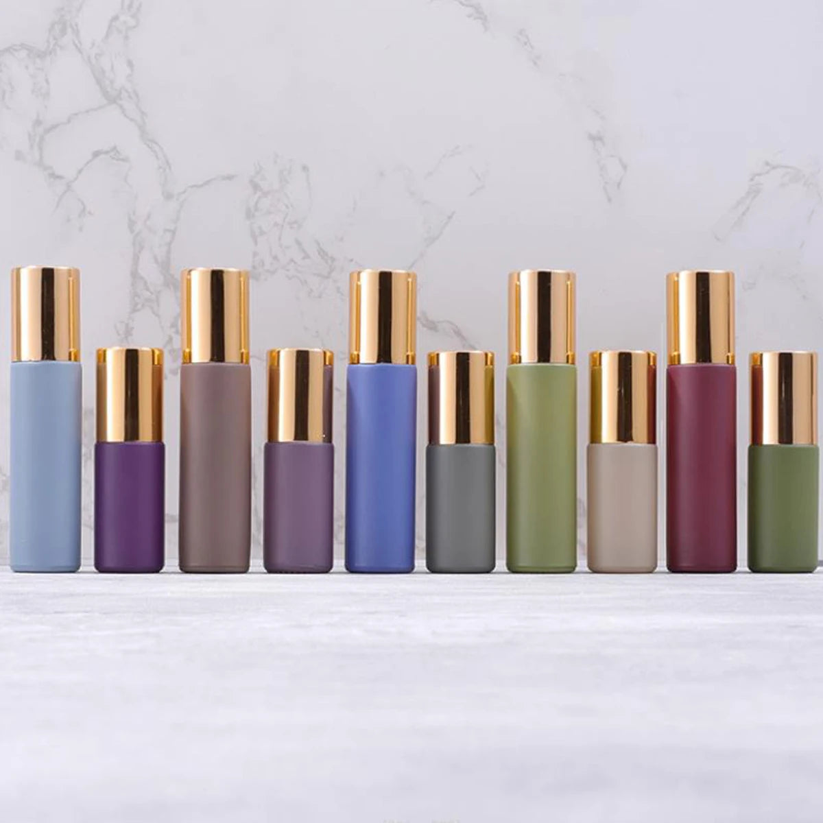 1X 10X 5ML 10ML Glass Morandi Roll On Bottle Essential Oils Roller Ball Vials for Perfume Aromatherapy Refillable Travel Perfume