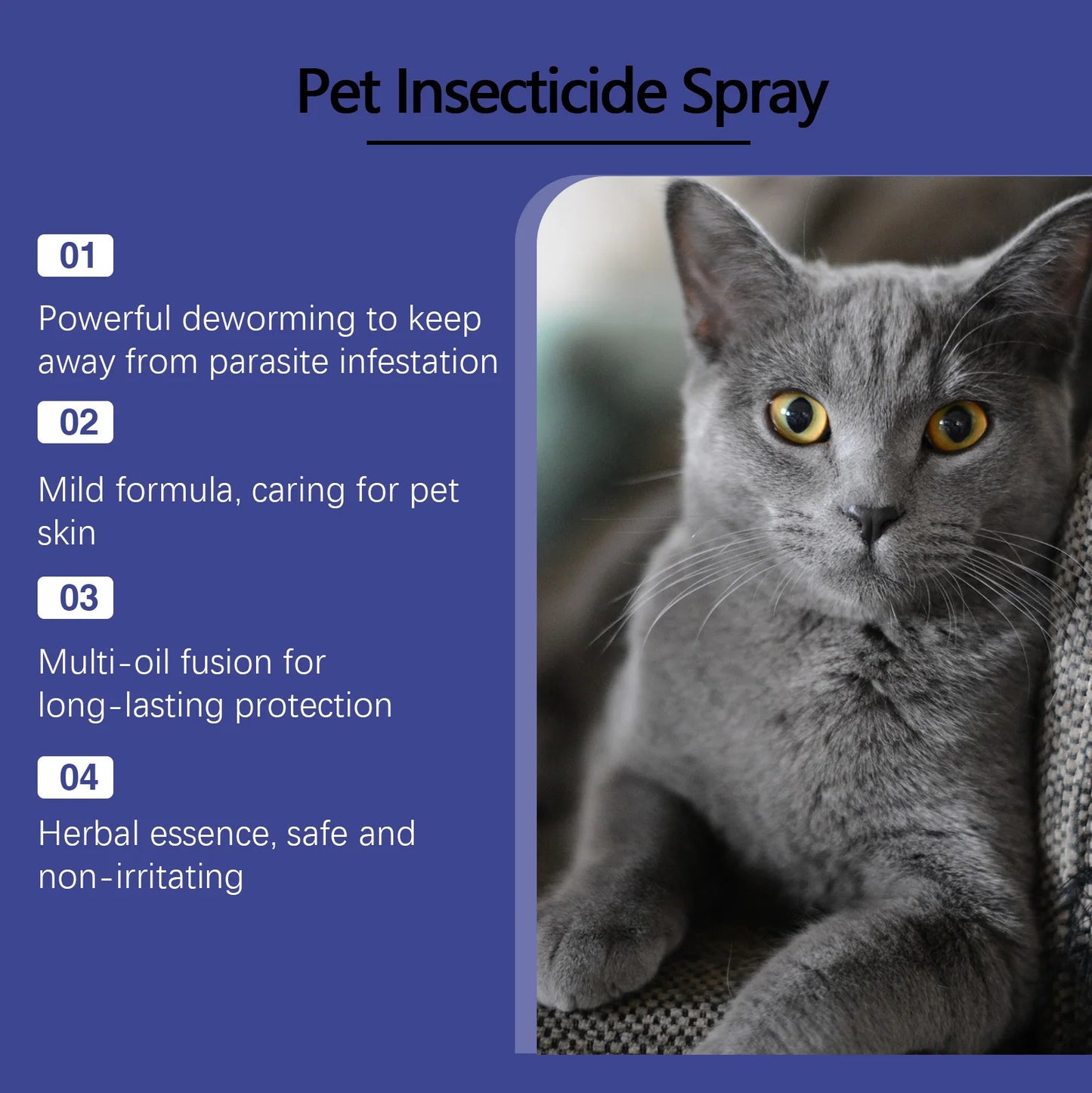 Pet Deworming & Deodorizing Spray: Liquid Spray for Flea Control, Body Deodorization and Deworming