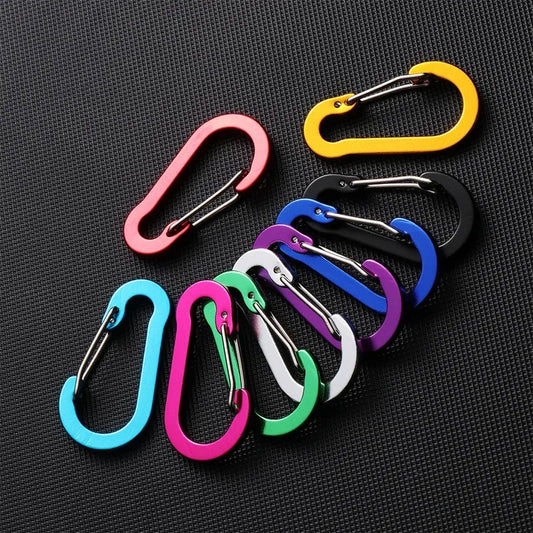 Aluminum Alloy Carabiner, Spring Snap Hook With Safety Lock, Outdoor Gear Clip For Camping Backpack Keychain, 5-Pack