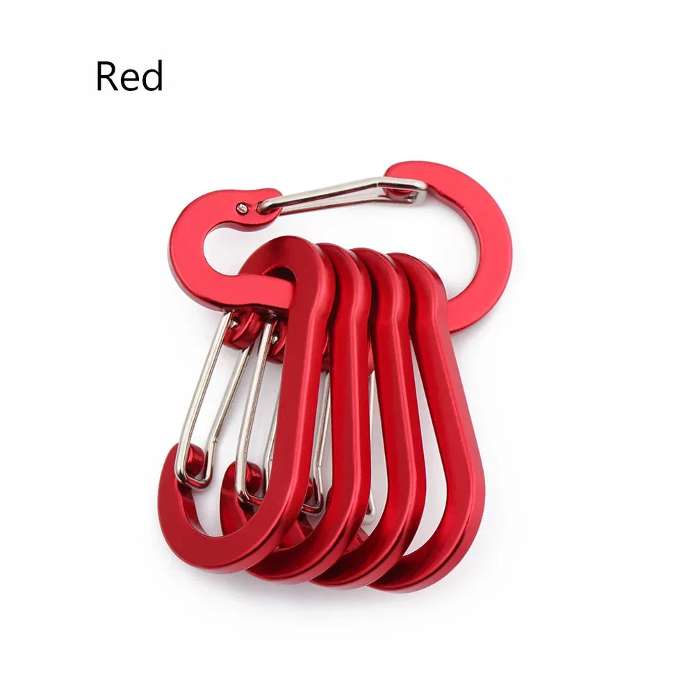 Aluminum Alloy Carabiner, Spring Snap Hook With Safety Lock, Outdoor Gear Clip For Camping Backpack Keychain, 5-Pack