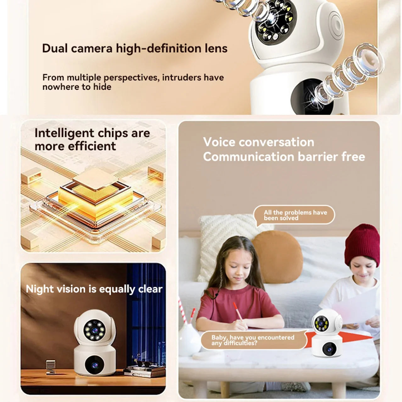 Xiaomi Dual Lens 360°Rotatable Camera 4K WiFi Surveillance Auto Tracking 2 way Audio Night Vision Monitor Smart Home Mini Camera