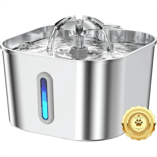 Cat Water Fountain Stainl Steel 2.2L 74oz Cat Fountain with Quiet Pump Automatic Pet Water Dispenser Ideal for Multipet Homes F