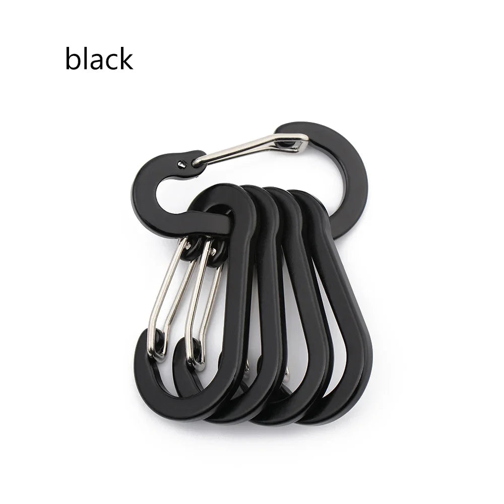 Aluminum Alloy Carabiner, Spring Snap Hook With Safety Lock, Outdoor Gear Clip For Camping Backpack Keychain, 5-Pack