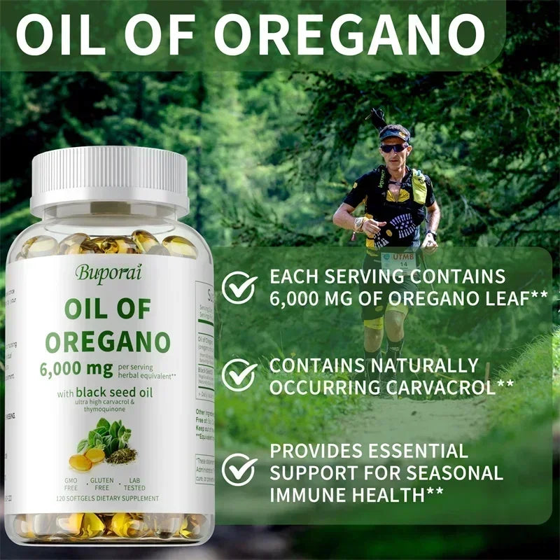 Oil of Oregano Supplements - for Digestion, Detoxification, Heart Health & Intestinal Health, Immune Support