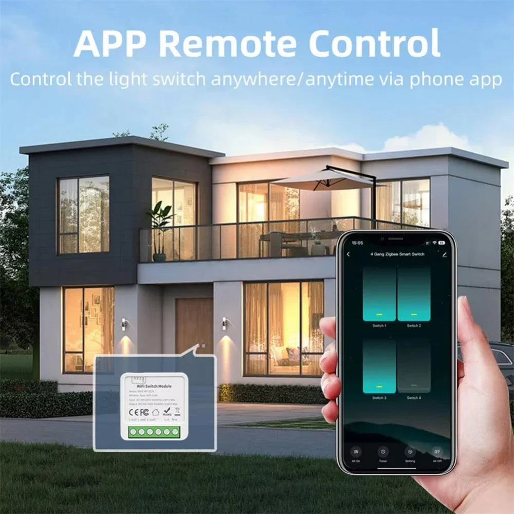 Tuya WiFi/Zigbee3.0 Smart Switch Mini Breaker DIY Module Remote Timer Wireless Light Control Work with Smart Life Alexa Google