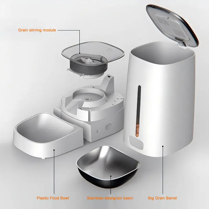 Hot Selling Intelligent 5L Smart Electric Pet Automatic Food Feeder Plastic Bottle with Double Stainless Steel Bowls Dog's Feed