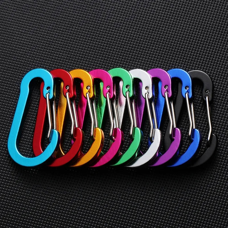 Aluminum Alloy Carabiner, Spring Snap Hook With Safety Lock, Outdoor Gear Clip For Camping Backpack Keychain, 5-Pack