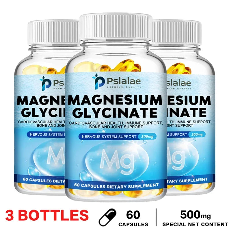 Magnesium Glycinate 500mg - Supports Muscle, Nerve, Joint and Heart Health, Promotes Deep Sleep