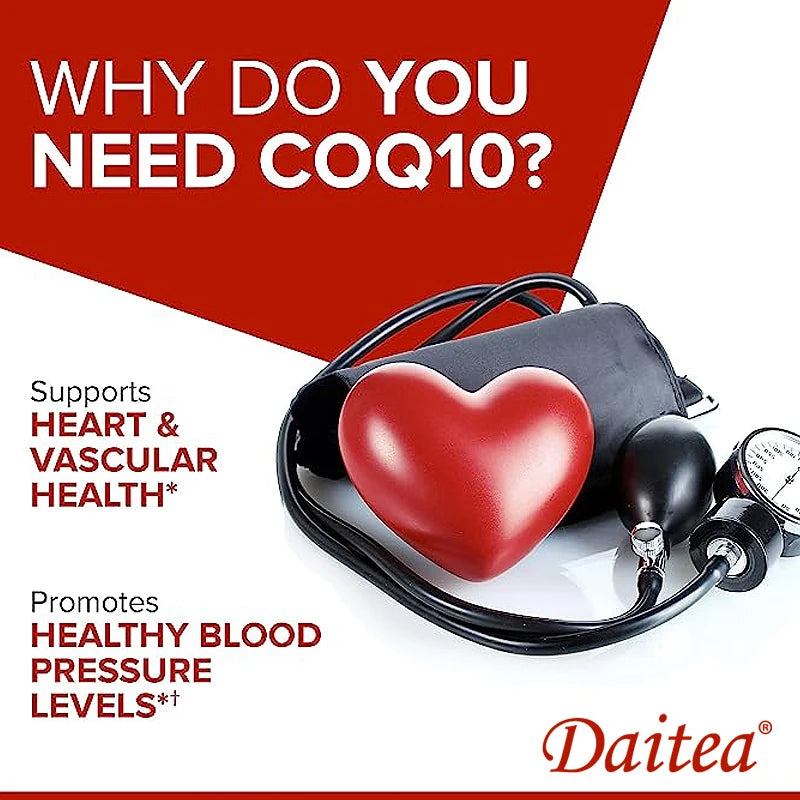 Coenzyme Q10 Capsules,High Concentration Vegetarian, Supports Blood Circulation, Stress Health and Physical Energy, Antioxidant