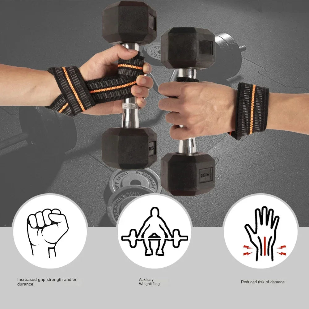 1Pairs Fitness Lifting Wrist Strap Brace for Weightlifting Crossfit Bodybuilding Support Dumbbell Weights Strength Workout