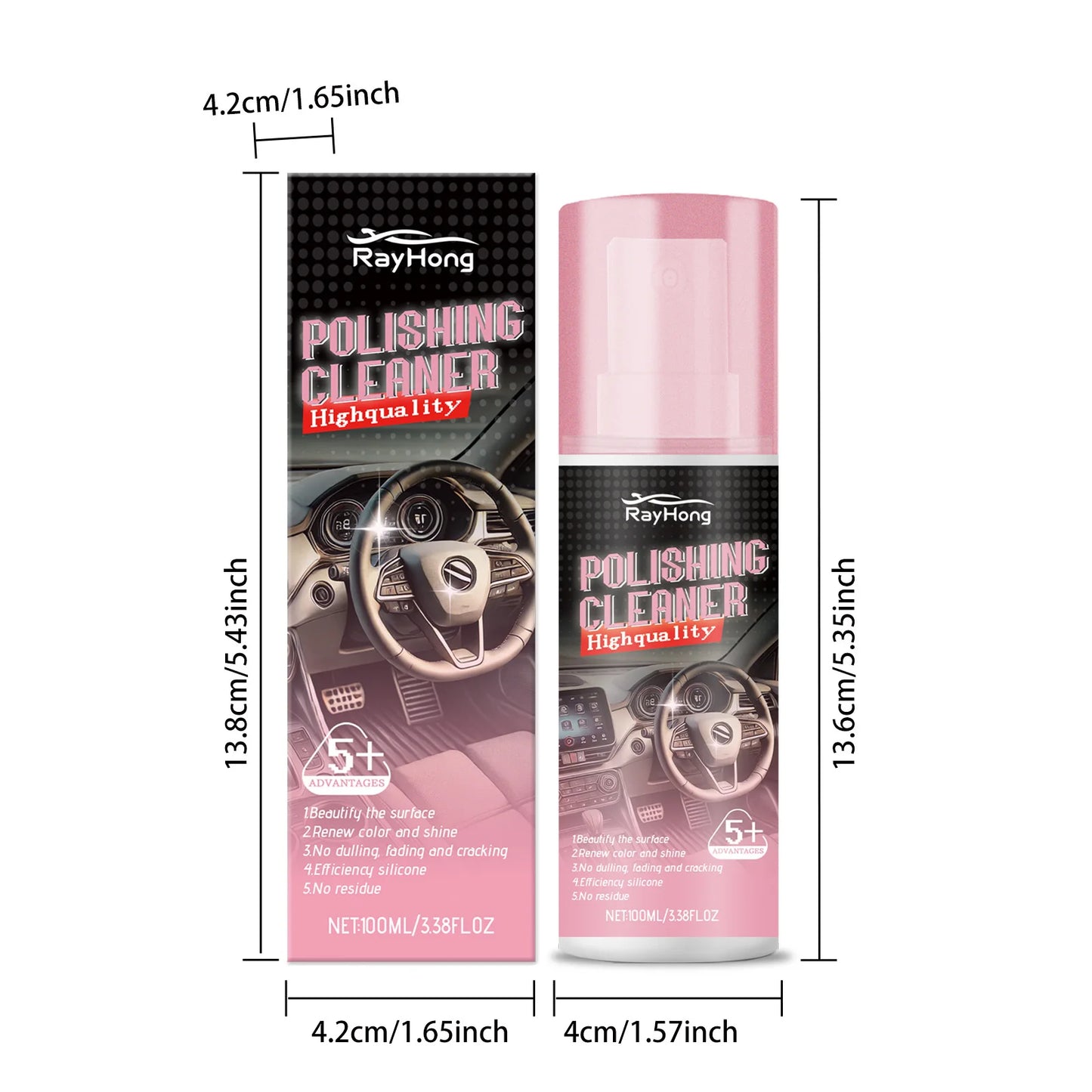 Rahong Car Interior Cleaner Remove Dirts Cleaning Leather Stains Restoring Polishing Lasting Brightness Protect Interior Cleaner