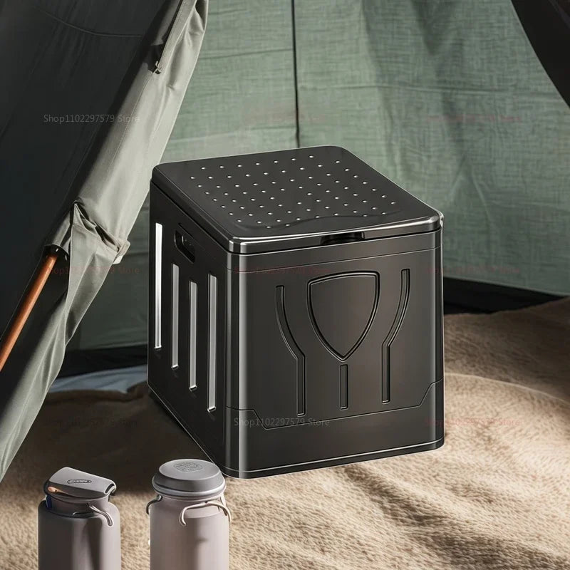 Foldable portable outdoor toilet truck installed reusable trash can emergency camping toilet odor kit lightweight and convenient