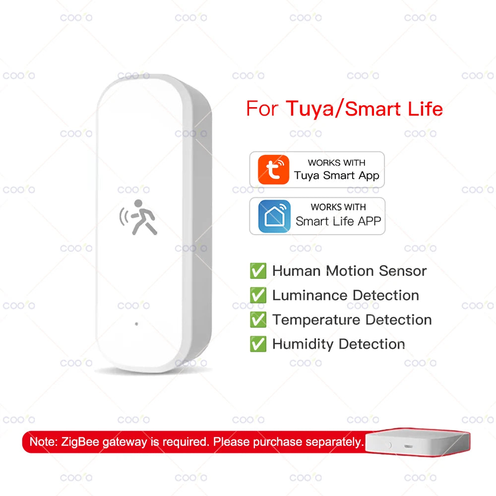 Tuya Zigbee 10G MmWave Radar Motion Sensor Smart Human Body Sensor with Illuminance Temperature Humidity Support Zigbee2MQTT