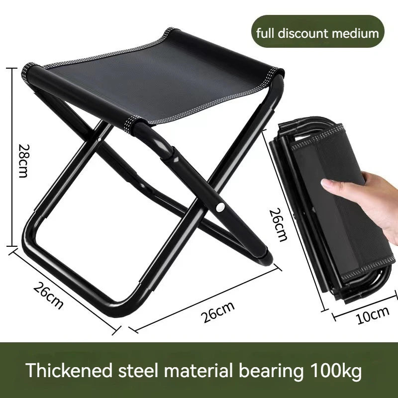 Outdoor Travel Chair Portable Folding Stool Camping Picnic Collapsible Foot Stool Fishing Hiking Beach Ultralight Chair Tools