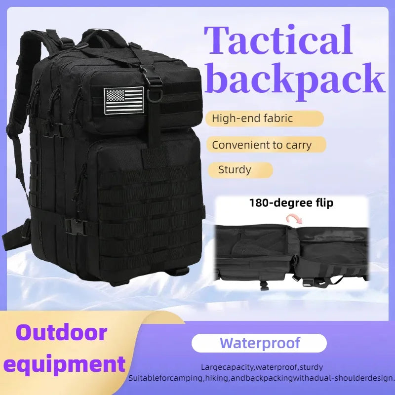 Compact waterproof tactical backpack - Large capacity for outdoor hiking and camping - Double shoulder bag - Suitable for travel