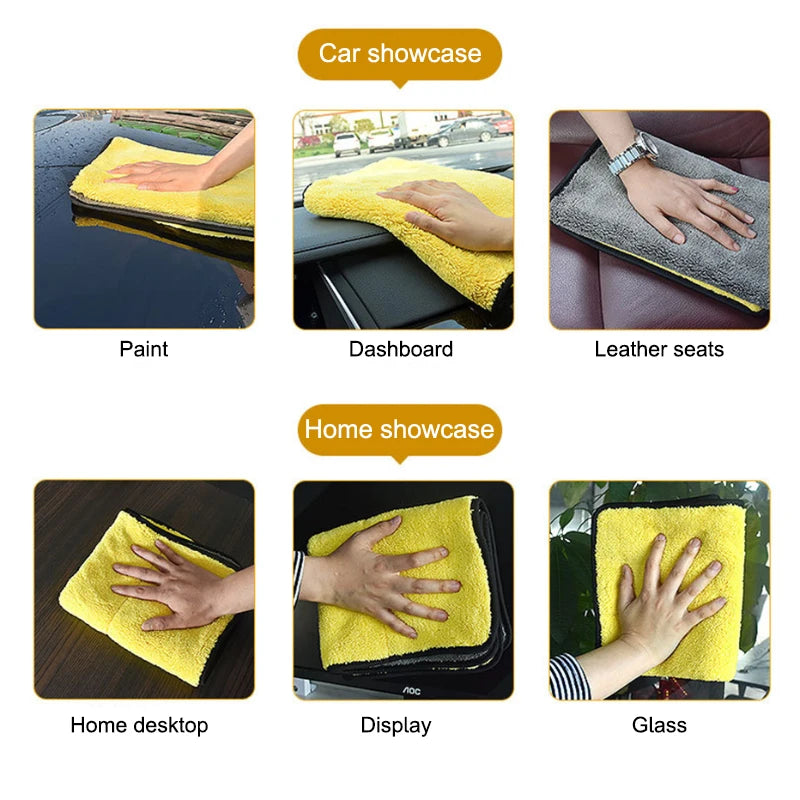 SEAMETAL Microfiber Car Wash Towel Ultra-Soft Scratch-Free Car Cleaning Towel Double-Side 400GSM Drying Cloth High Absorbency