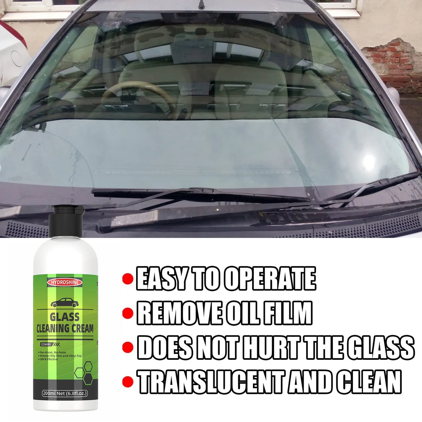 Hydroshine Car Glass Oil Film Remover Cream Windscreen Cleaner Streak-Free Oil Paste Film Emoval Cream Clean Stains Auto Detail