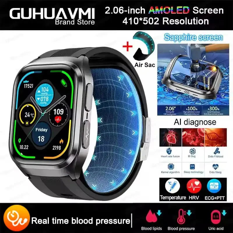 NFC ECG Bood pressure Smart Watch Air pump Accurate Measure Pressure Blood oxygen Sport Fitness Call Health Air bag Smart Watch