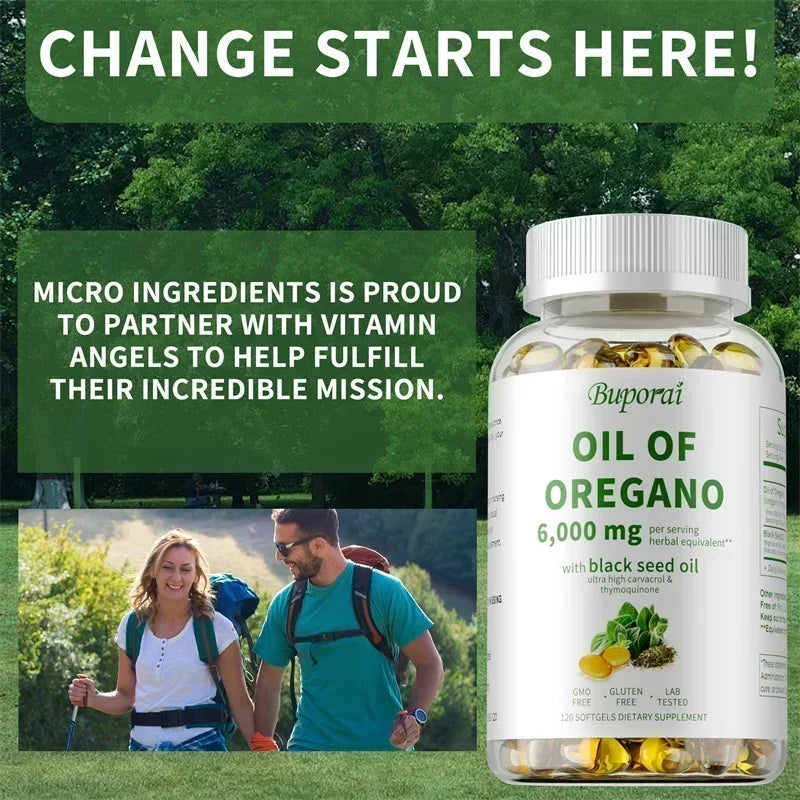 Oil of Oregano Supplements - for Digestion, Detoxification, Heart Health & Intestinal Health, Immune Support