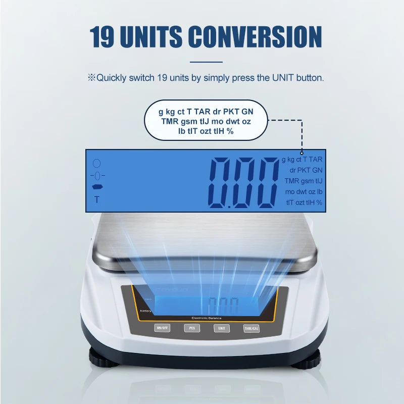 Digital Precision Scale 5kg 0.01g Lab Electronic Balance Backlit Screen Display Jewelry Scale Kitchen Weighing Scales 100-240V